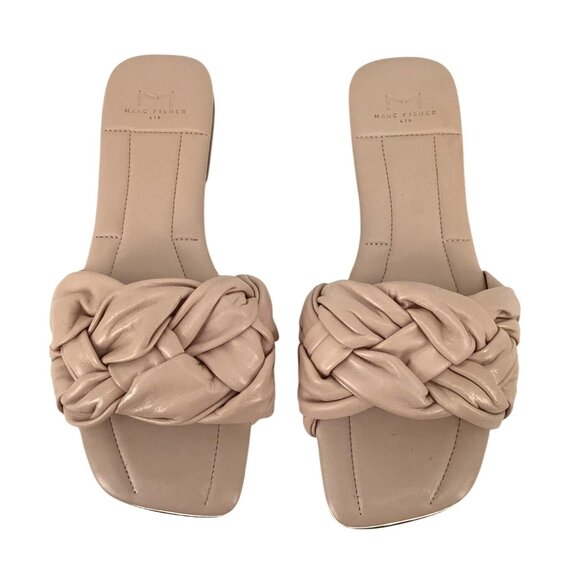 Marc Fisher Womens Knotted Slip-On Sandals Beige Leather Size 8.5 - Picture 2 of 10